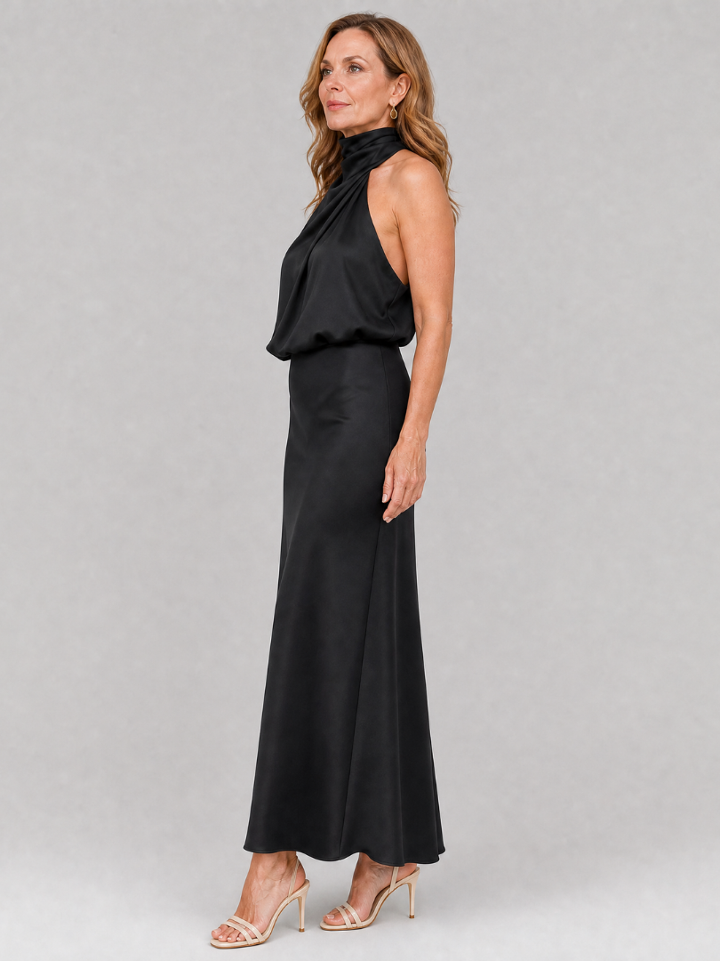 Nopal | Vestido Midi de Cuello Drapeado y Sin Mangas