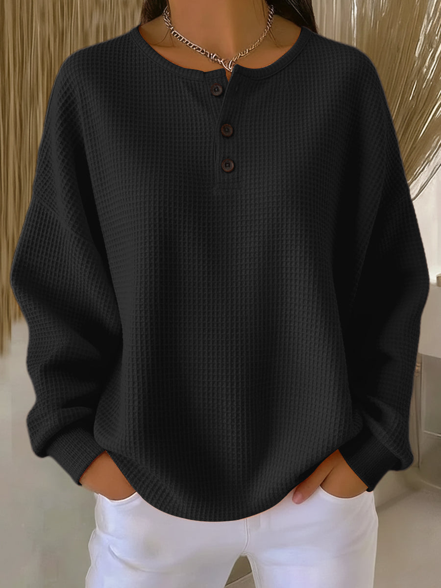 Mirabel™ | Sudadera henley de punto gofre acogedora