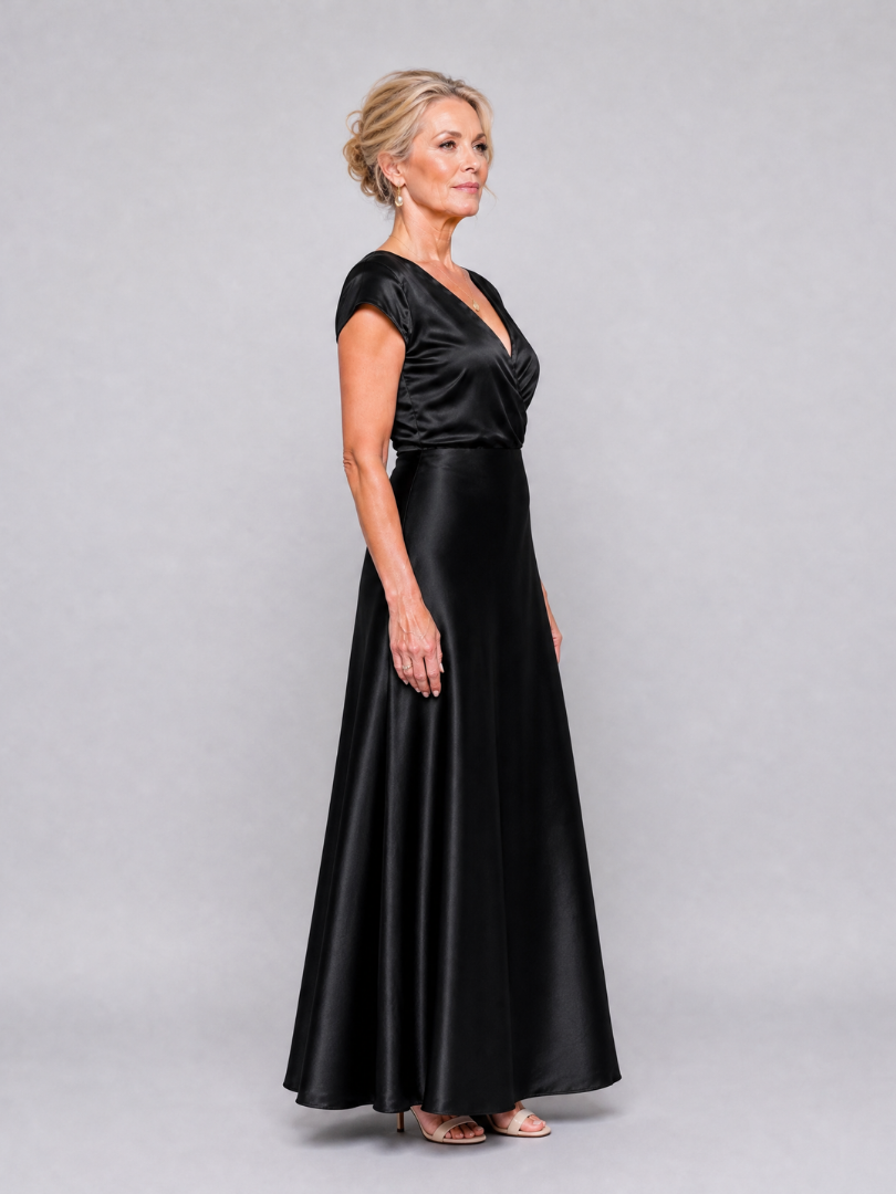Samouse | Vestido Maxi Cruzado con Mangas Casquillo