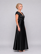 Samouse | Vestido Maxi Cruzado con Mangas Casquillo
