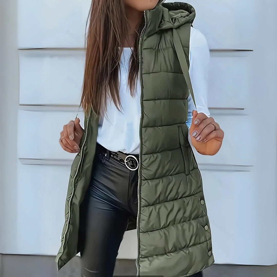 Mitchelle™ Chaleco Acolchado Largo sin Mangas Casual