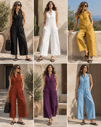 Arabella | Mono Elegante sin Mangas de Mezcla de Lino