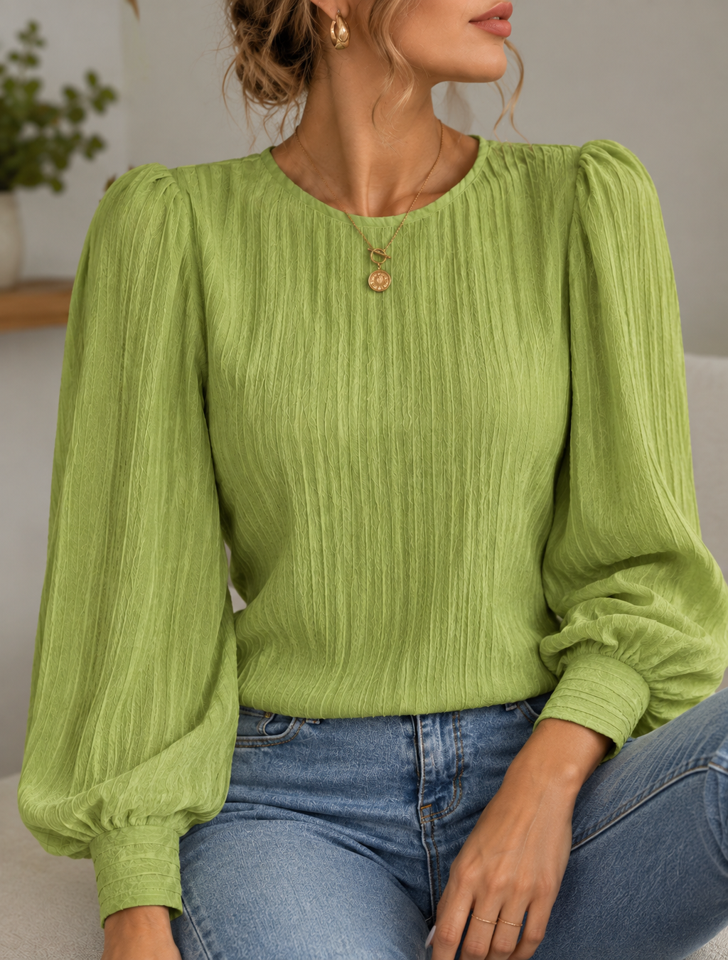 SILVIA | BLUSA PLISADA DE MANGA LARGA