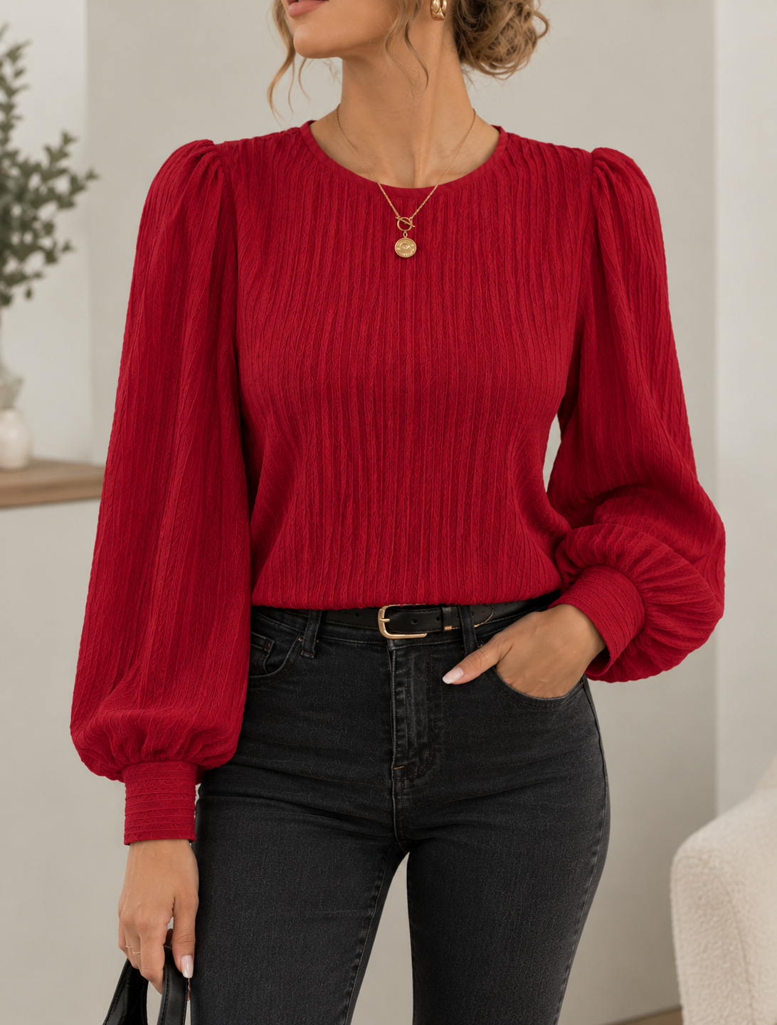 SILVIA | BLUSA PLISADA DE MANGA LARGA