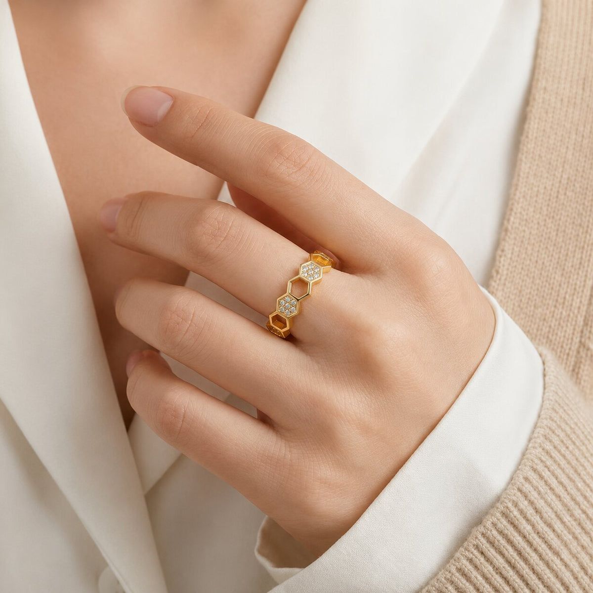 Anillo Ajustable Verona de Cadena Eslabonada