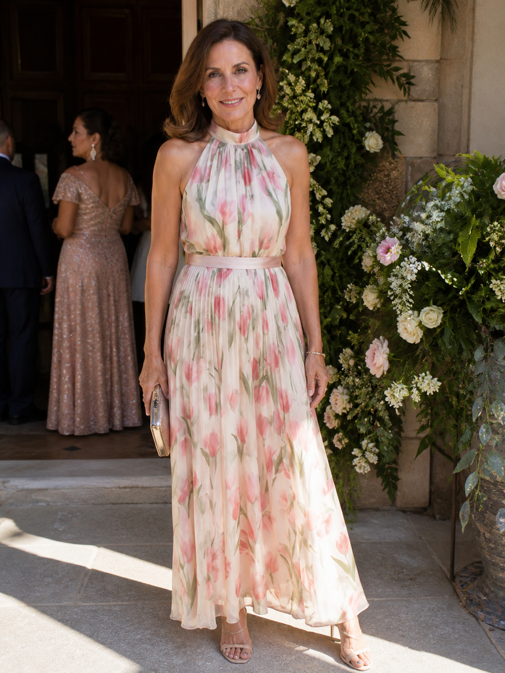Aurelle | Vestido Midi Halter Estampado Floral
