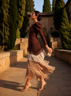 Ámbar | Vestido midi ajustado con flecos
