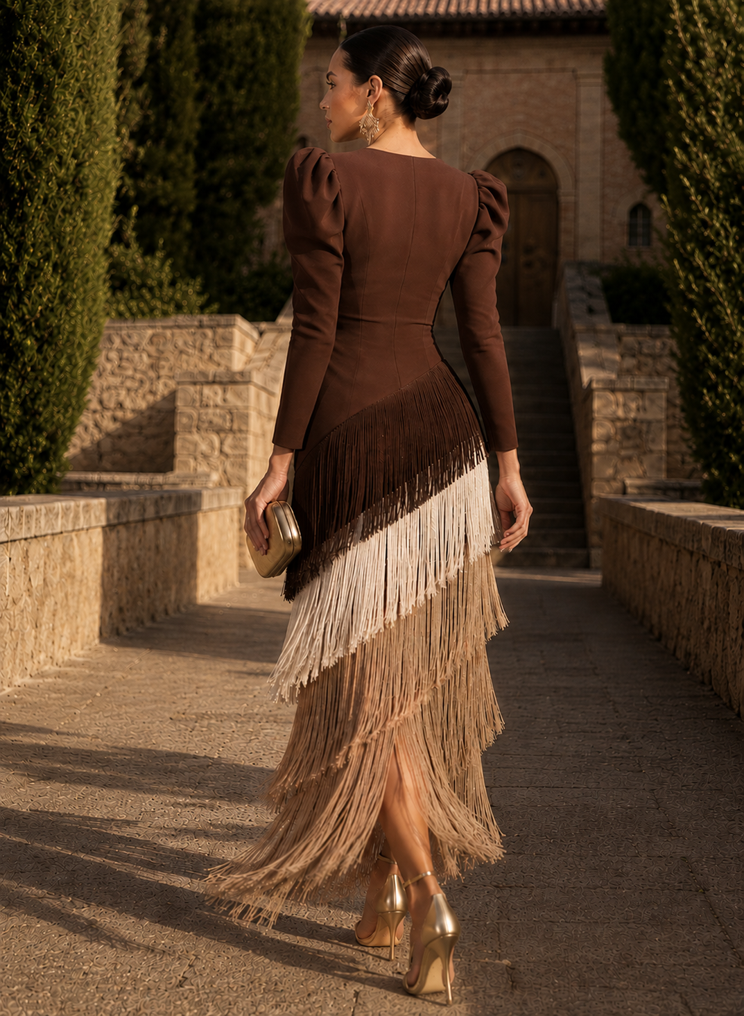 Ámbar | Vestido midi ajustado con flecos