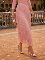 Ámbar | Vestido midi ajustado con flecos