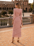 Ámbar | Vestido midi ajustado con flecos