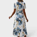 Delphine | Vestido Midi Floral con Cintura Cruzada