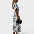 Delphine | Vestido Midi Floral con Cintura Cruzada