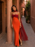Valentina | Vestido Largo Drapeado Bicolor