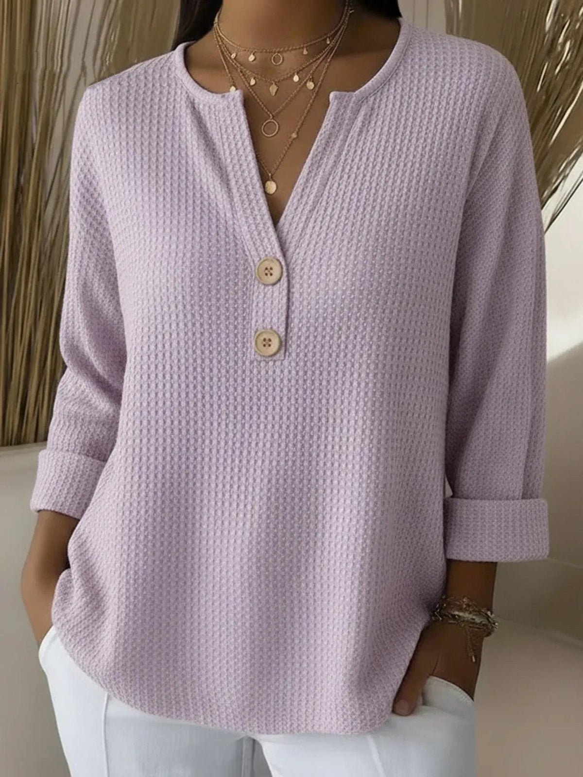 Lucinda™ | Top henley con botones