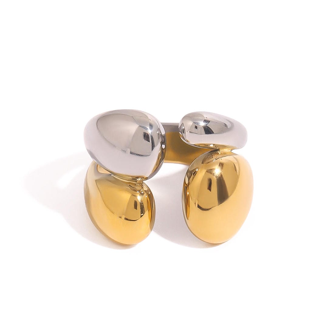 Anillo Apilable Bicolor de Oro y Plata