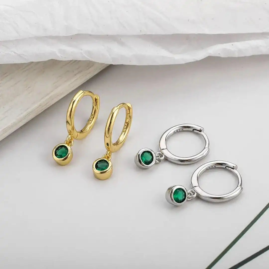 Pendientes Brillantes de Circón Verde