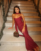 Vestido largo palabra de honor de invitada de boda para mujer