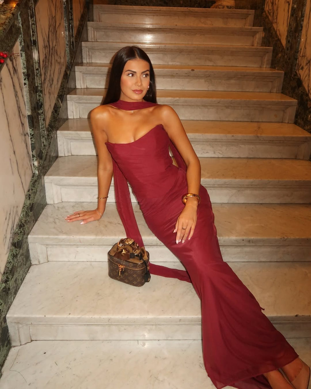 Vestido largo palabra de honor de invitada de boda para mujer