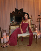 Vestido largo palabra de honor de invitada de boda para mujer