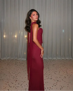 Vestido largo palabra de honor de invitada de boda para mujer