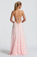 Vestido largo de invitada de boda con tirantes finos para mujer
