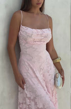 Vestido largo de invitada de boda con tirantes finos para mujer