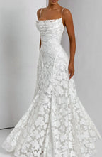 Vestido largo de invitada de boda con tirantes finos para mujer