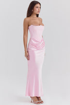 Vestido largo de invitada de boda con corsé para mujer