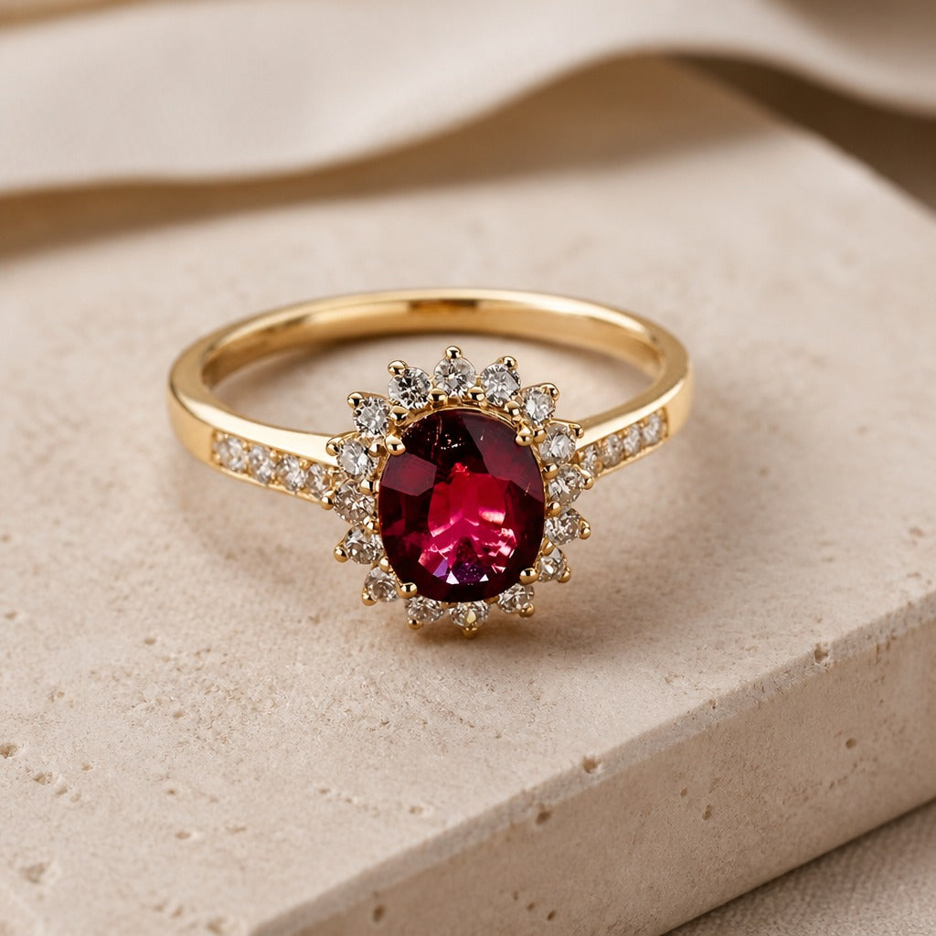 Anillo Statement de Halo con Aire de Herencia