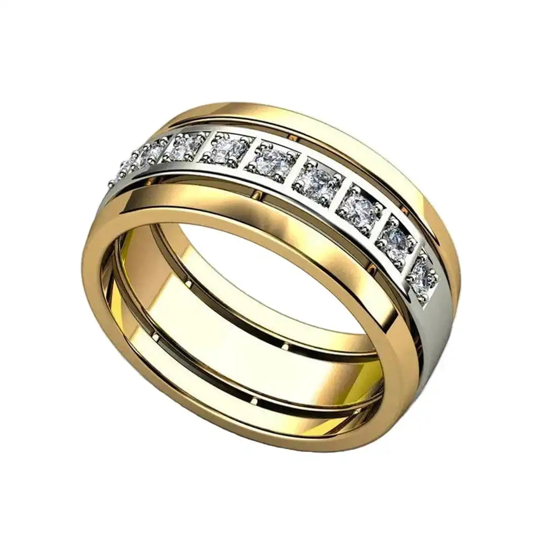 Anillo Bicolor de Oro con Circonita Cúbica