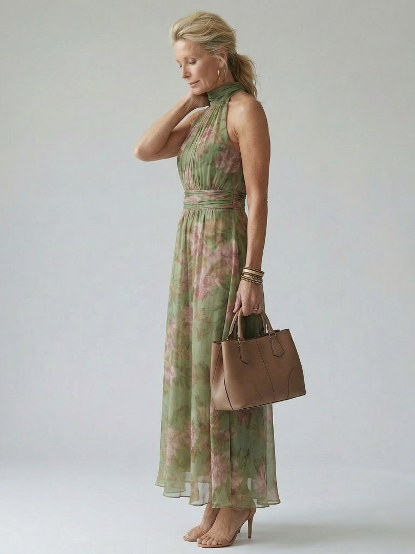 Mirelle | Vestido Midi Halter Fruncido