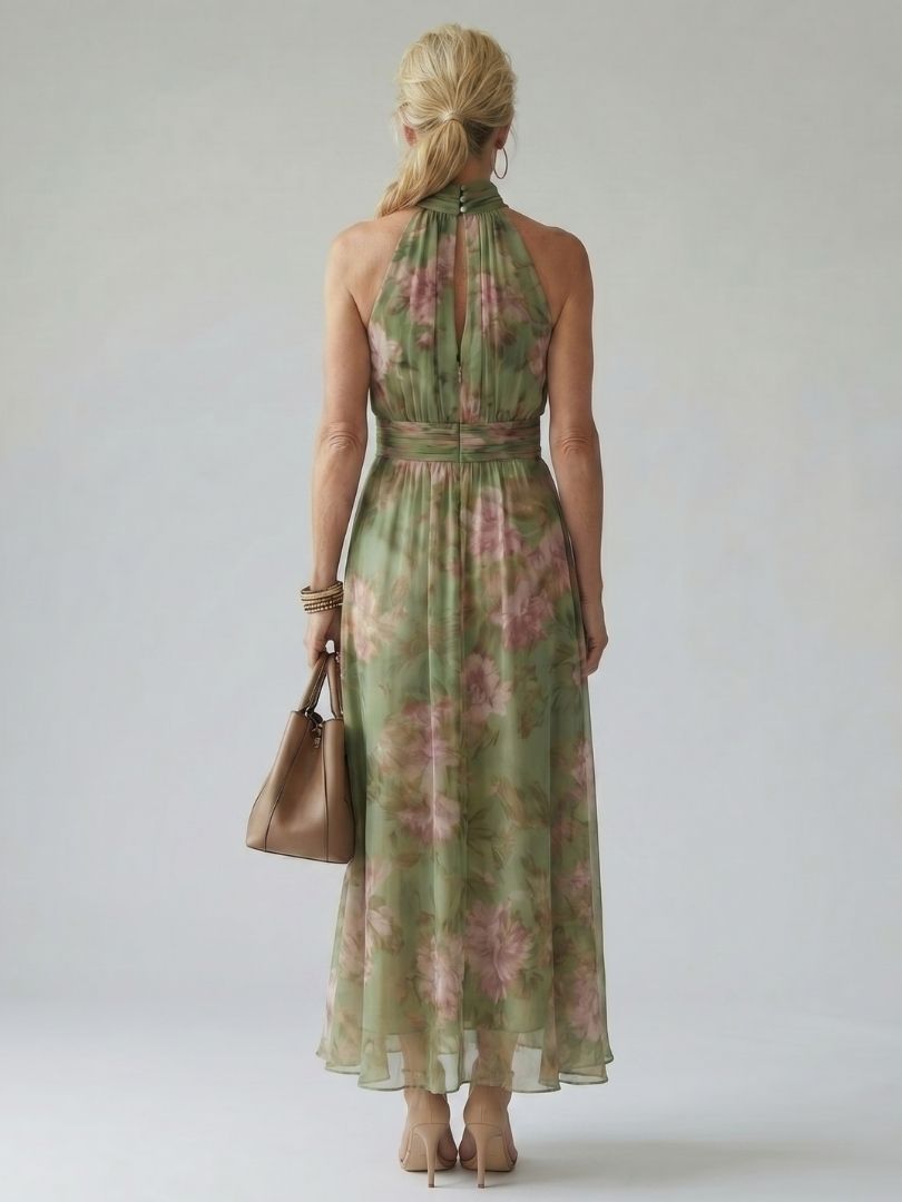 Mirelle | Vestido Midi Halter Fruncido