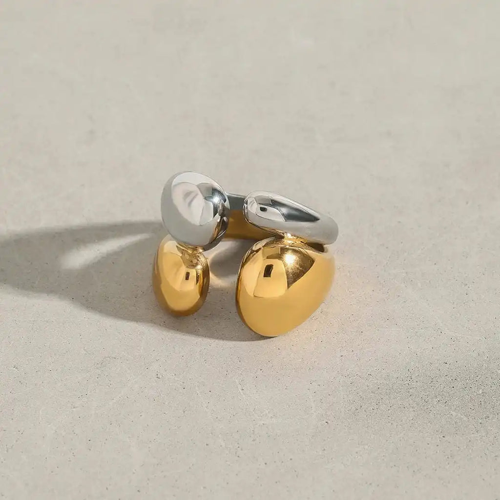Anillo Apilable Bicolor de Oro y Plata