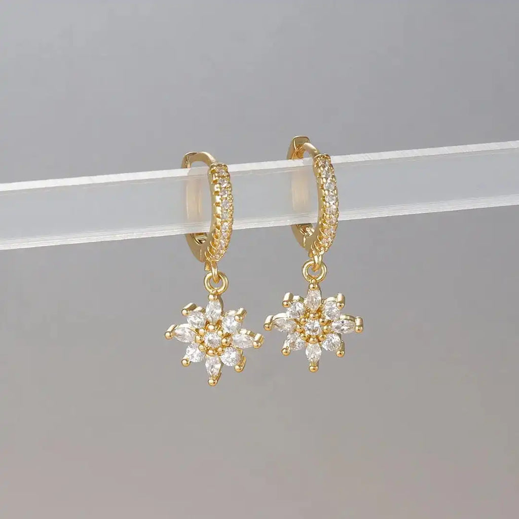 Pendientes Colgantes Clásicos de Cristal con Copo de Nieve