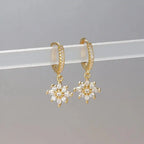 Pendientes Colgantes Clásicos de Cristal con Copo de Nieve