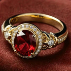 Anillo Statement de Rubí con Halo y Nudo