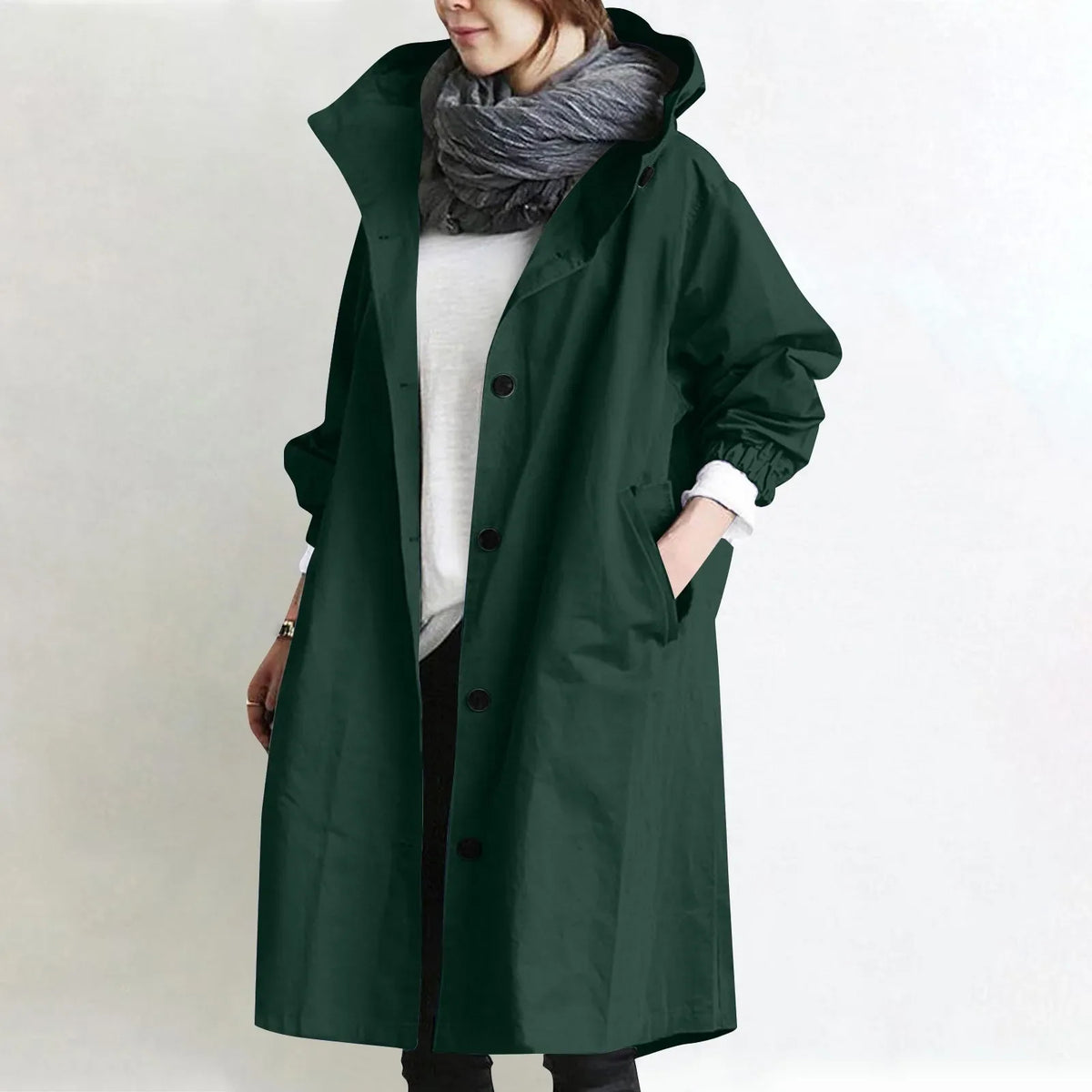 Theodora | Trench Coat Largo con Capucha