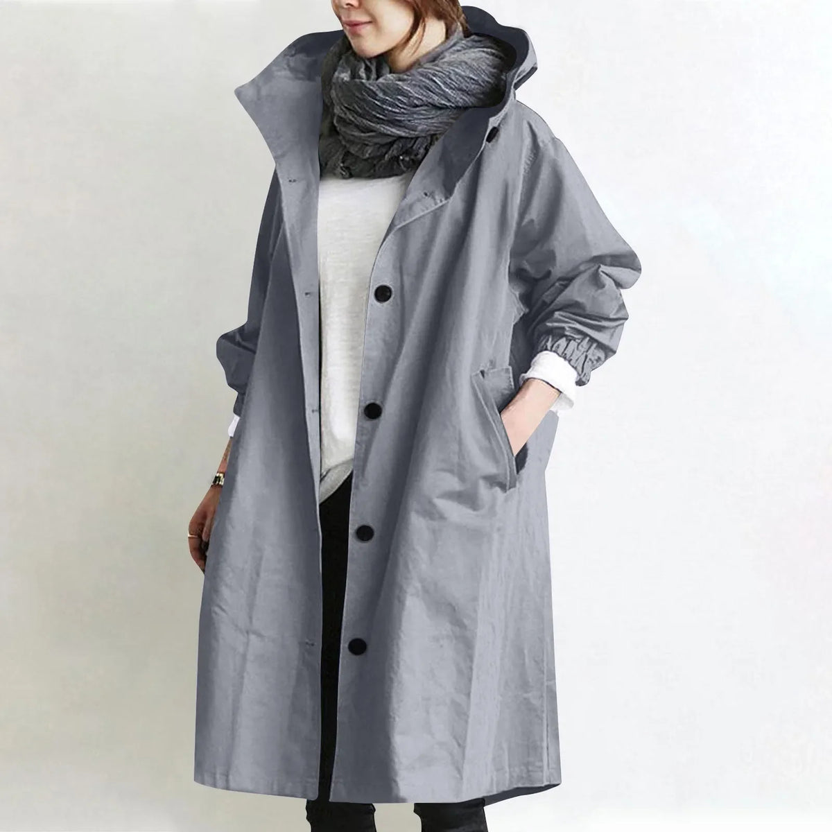 Theodora | Trench Coat Largo con Capucha