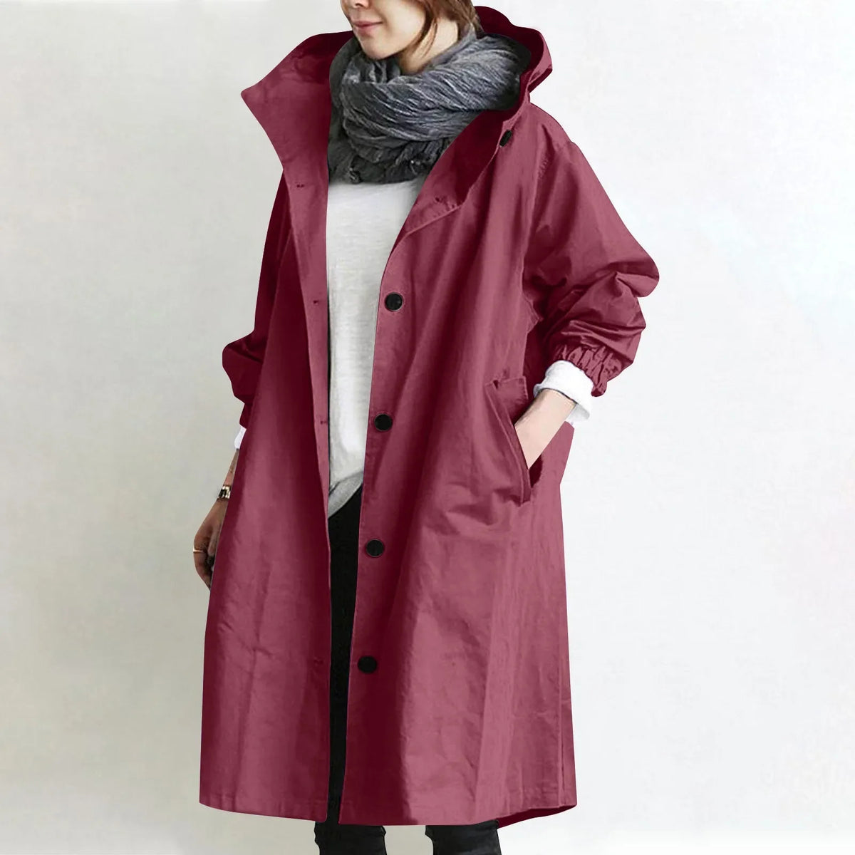 Theodora | Trench Coat Largo con Capucha