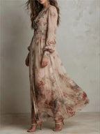 Rosalind™ | Vestido Maxi Plisado con Estampado Floral Vintage