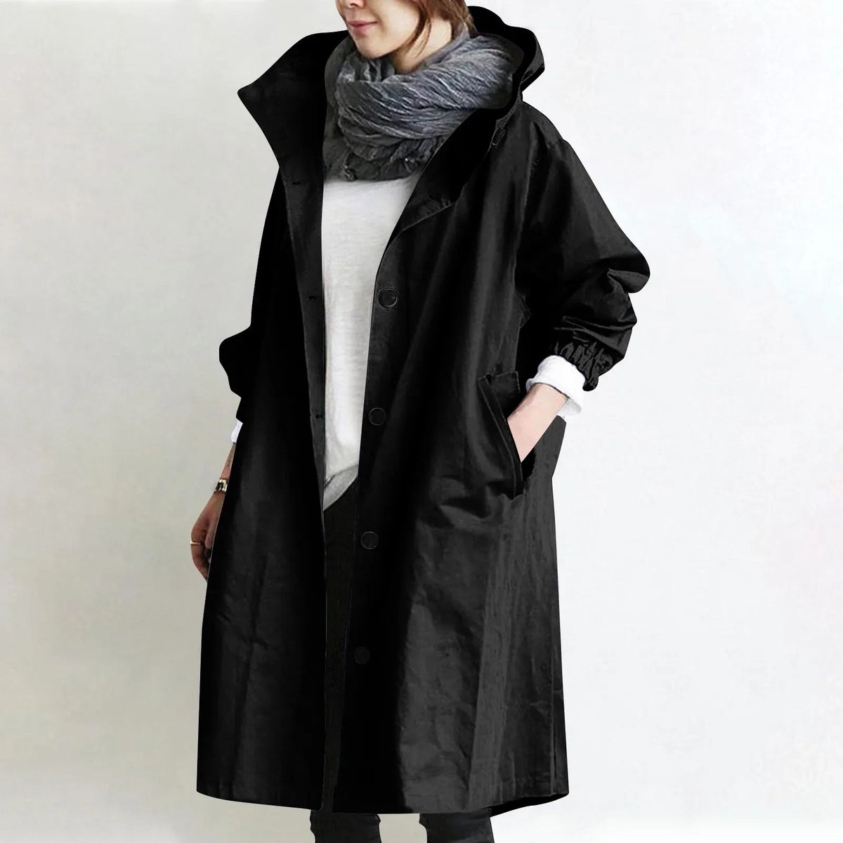 Theodora | Trench Coat Largo con Capucha