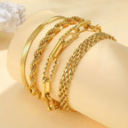 Conjunto de Pulseras Apilables con Perla Dorada