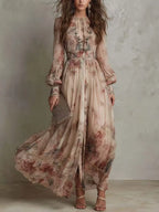 Rosalind™ | Vestido Maxi Plisado con Estampado Floral Vintage