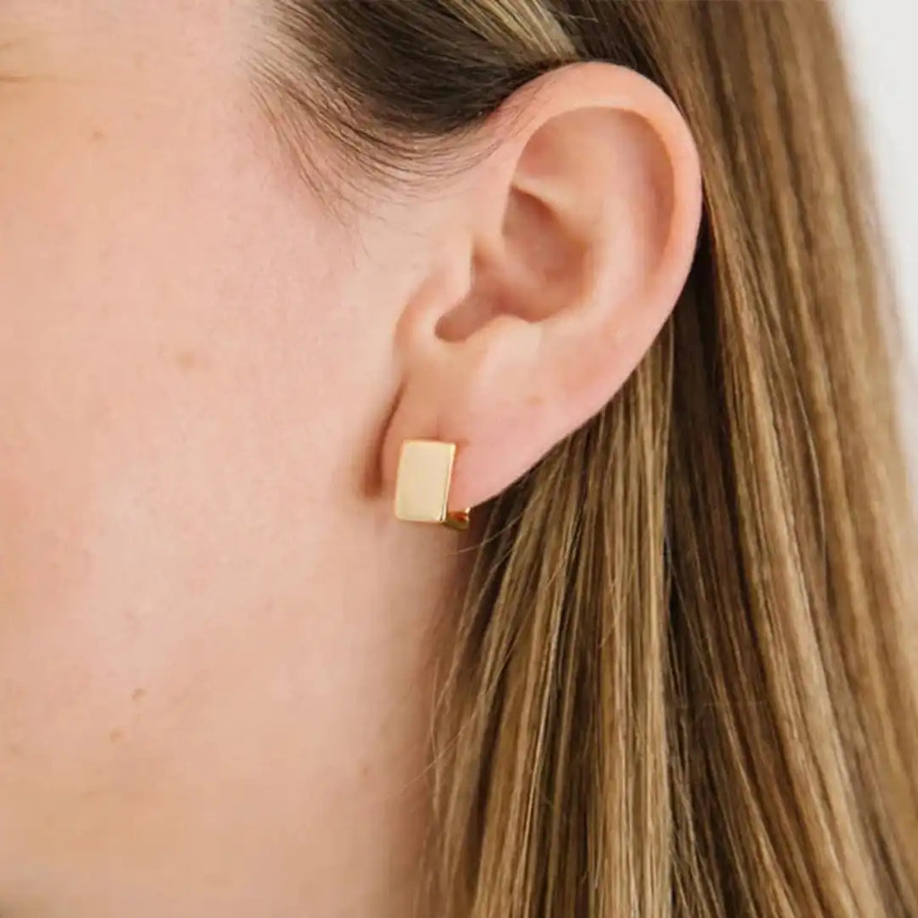 Pendientes Cuadrados Geométricos Dorados