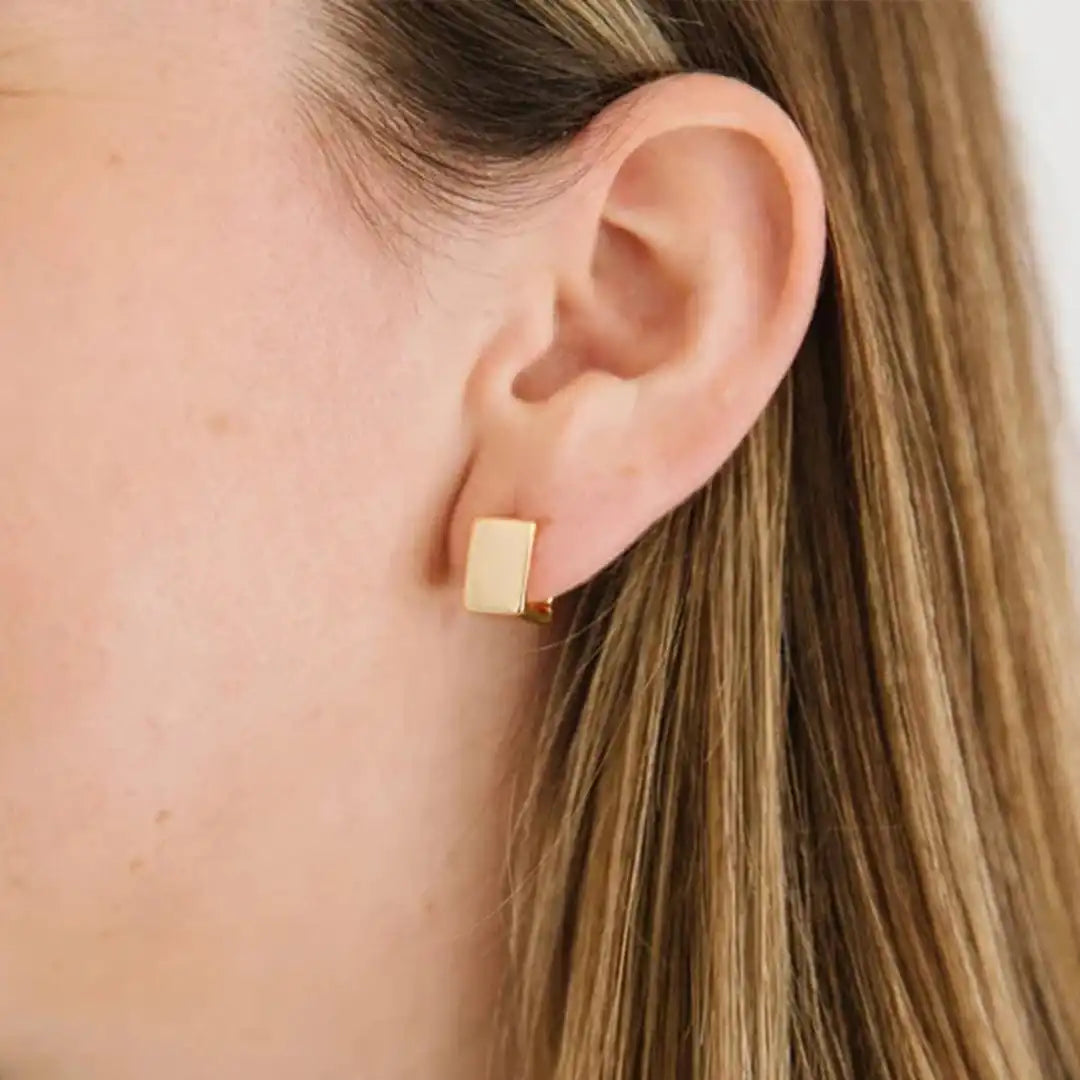 Pendientes Cuadrados Geométricos Dorados