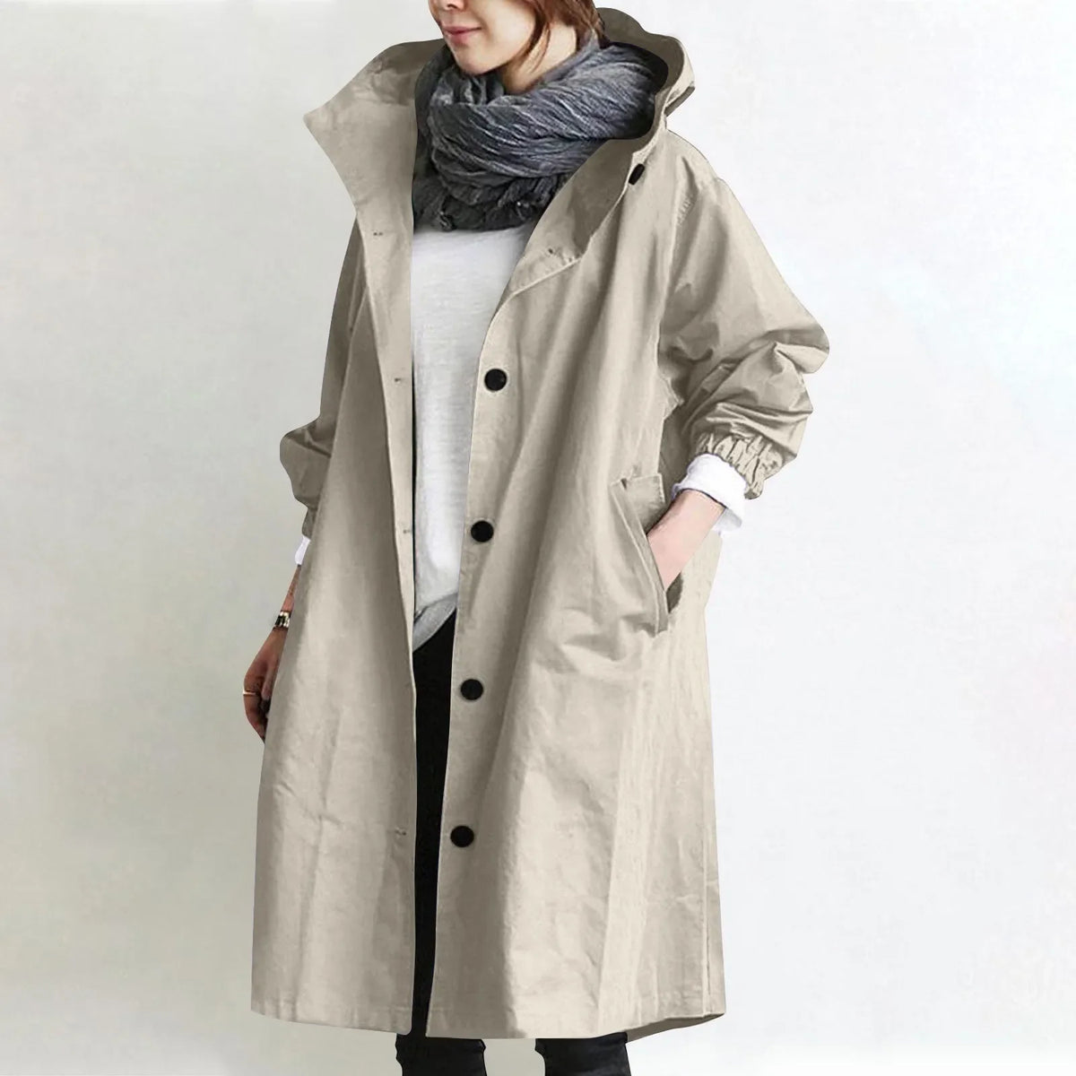 Theodora | Trench Coat Largo con Capucha