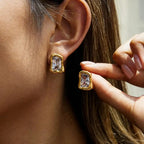 Pendientes Atemporales de Circón Cuadrado en Oro