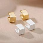 Pendientes Cuadrados Geométricos Dorados