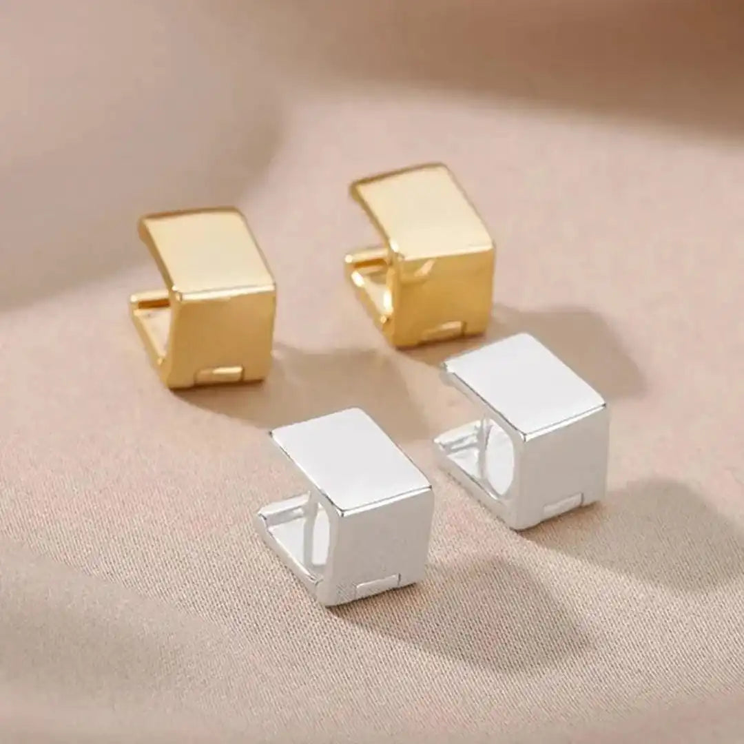 Pendientes Cuadrados Geométricos Dorados