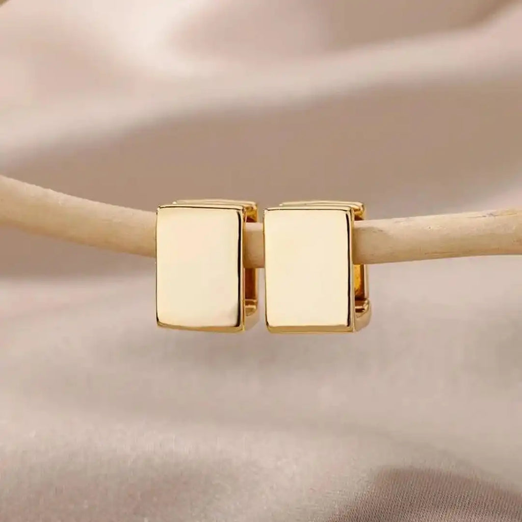 Pendientes Cuadrados Geométricos Dorados